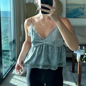 Blue Silky Lace Cami- XS